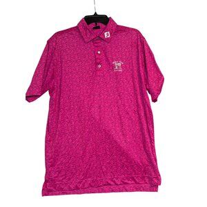 FootJoy FJ Pink Floral Polo Shirt M World Tour Golf Links Embroidered Logo Short